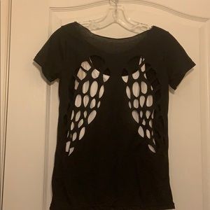 Black Tee with Angel Wings